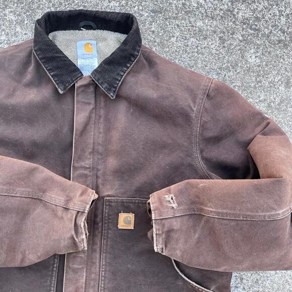 J22 corduroy collar duck canvas Sherpa Lined Duck Canvas Brown Work Detroit - Picture 2 of 8